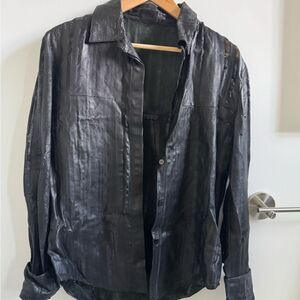 RtA Black Leather Button-Up Top / Jacket - NEW